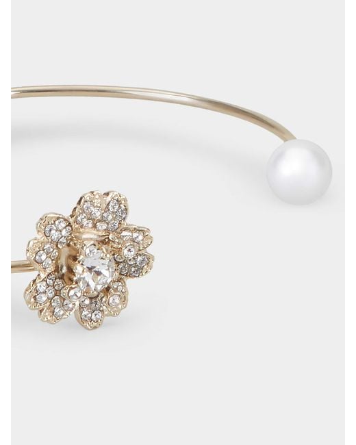 Roger Vivier White Rv Bouquet Strass Clasp Metal Bracelet