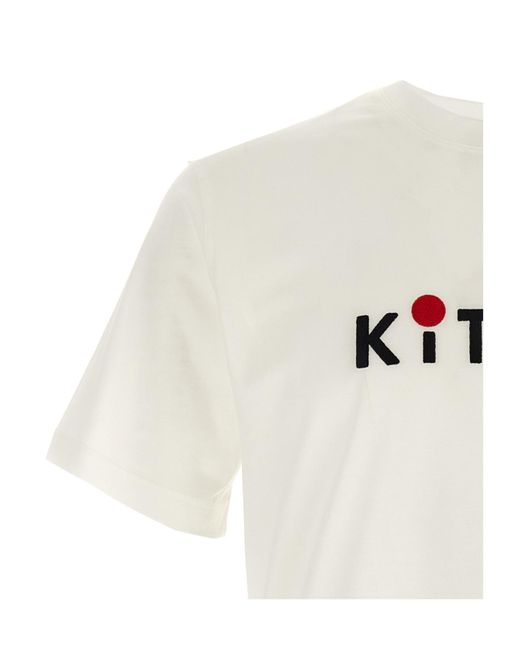 Tシャツ・カットソー KITON Logo embroidery t-shirt White Men's Kiton T-shirt with embroidered brand logo, white - E