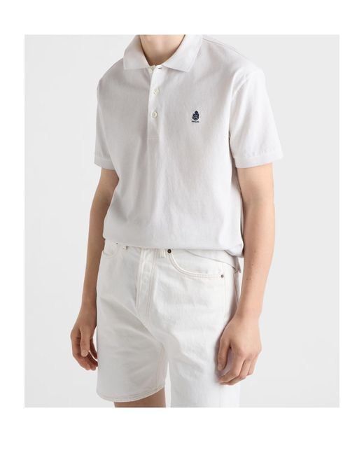Prada White Old Denim Bermudas for men