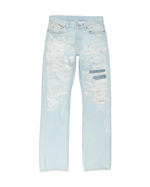 Acne Blue Distressed Straight-Leg Jeans for men