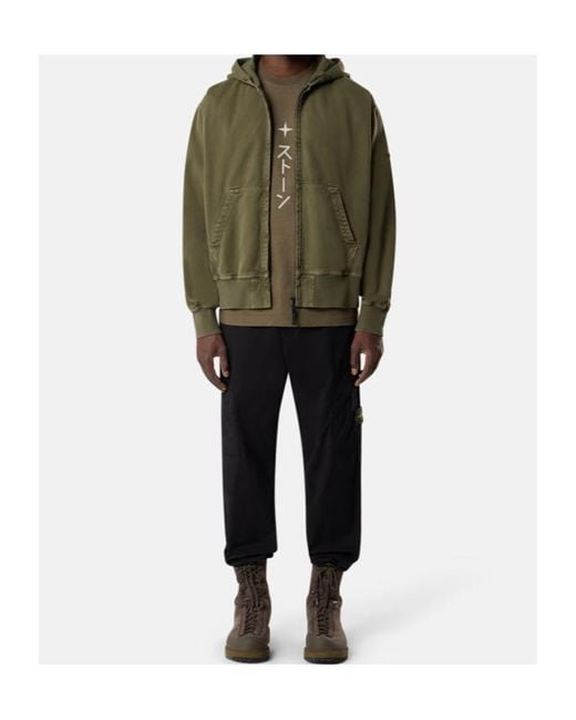 Stone Island Green Graphic Printed Crewneck T-Shirt for men