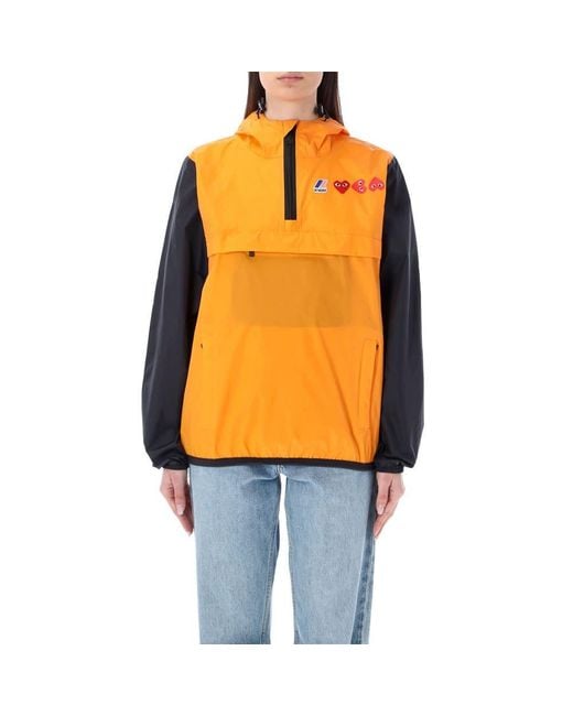COMME DES GARÇONS PLAY Orange Logo-Print Hooded Jacket for men