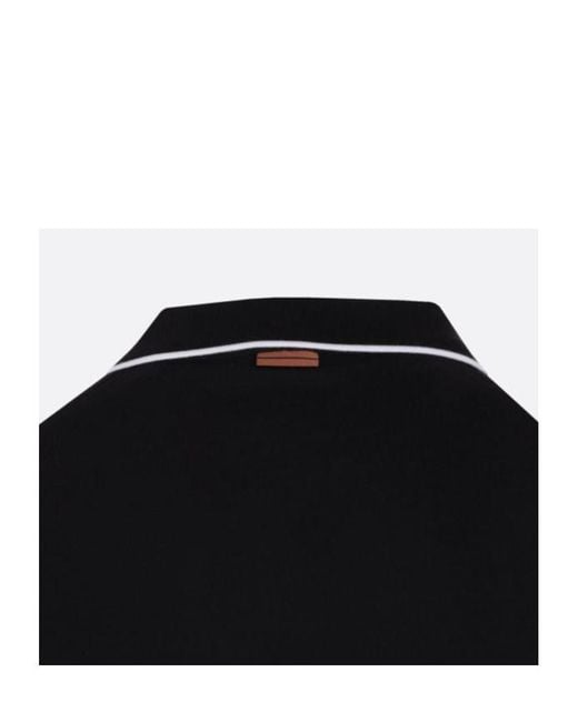 Zegna Black Logo Embroidered Polo Shirt for men