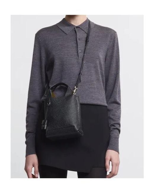 Hogan Black Logo Embossed Top Handle Bag