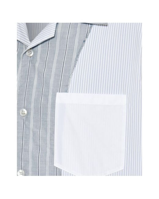 Maison Margiela White Patchwork Pinstripe Shirt for men