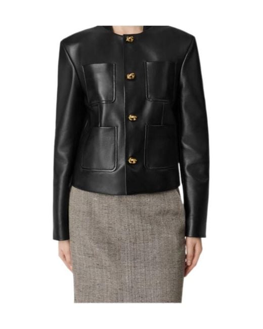 Bottega Veneta Black Knot Detailed Leather Blouson