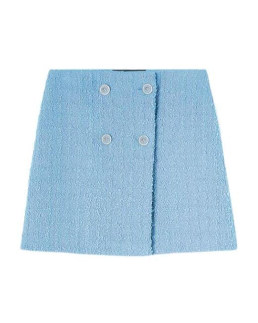 Versace Blue High-Waist Tweed Mini Skirt