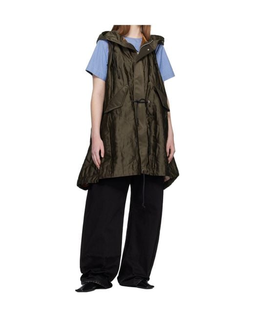 Sacai Black Quilted Hooded Vest