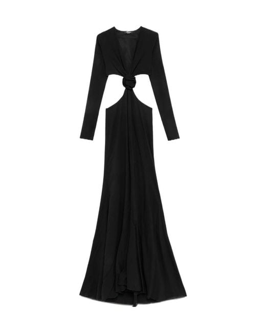 Blumarine Black Rose Detailed Cut-Out Long Dress