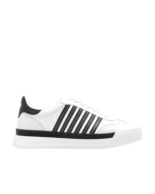 DSquared² White Striped Leather Sneakers for men