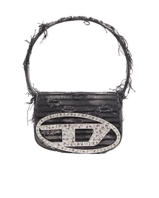 DIESEL Black 1Dr Embellished Distressed Shoulder Bag