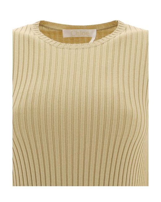 Chloé Natural Contrasting-Sleeve Knitted Top