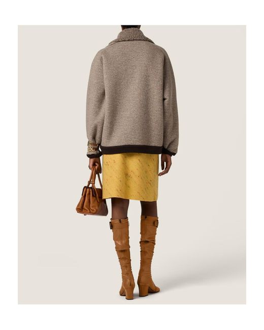 Miu Miu Brown Logo-Patch Zipped Jacket