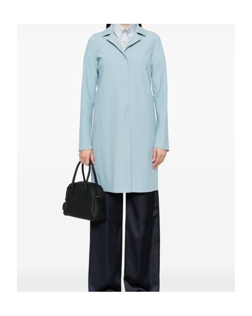 Herno Blue Single-Breasted Long-Sleeved Coat