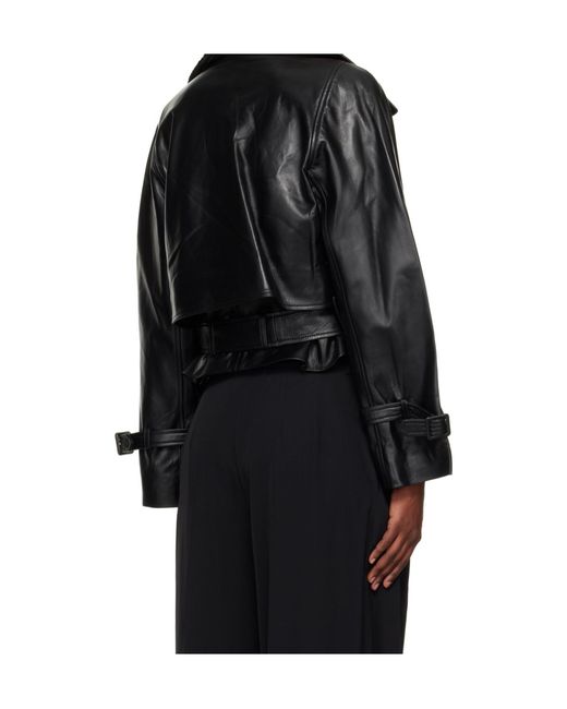 Nour Hammour Black Hatti Cropped Leather Jacket
