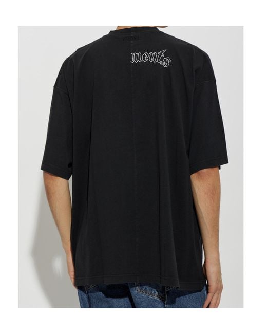 Vetements Black Crew Neck Short-Sleeved T-Shirt for men