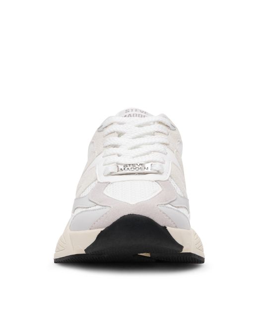 Steve Madden White Color Blocked Sneakers