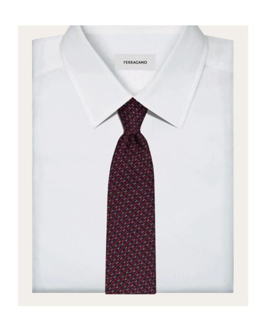 Ferragamo Purple Gancini Silk Jacquard Tie for men