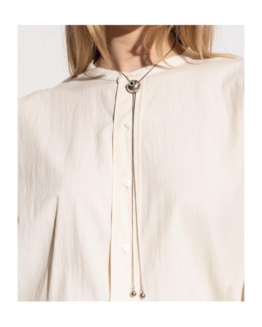 Lemaire White Cat Eye Rattle Bolo Tie Necklace for men