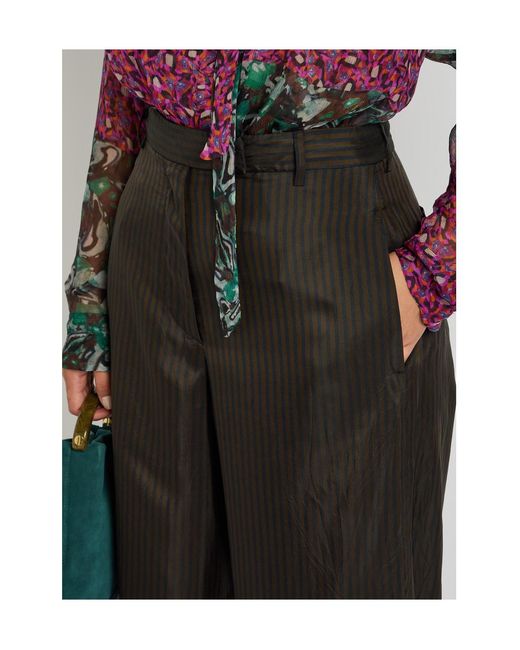 Dries Van Noten Gray Penn Pinstriped Wide-Leg Woven Trousers