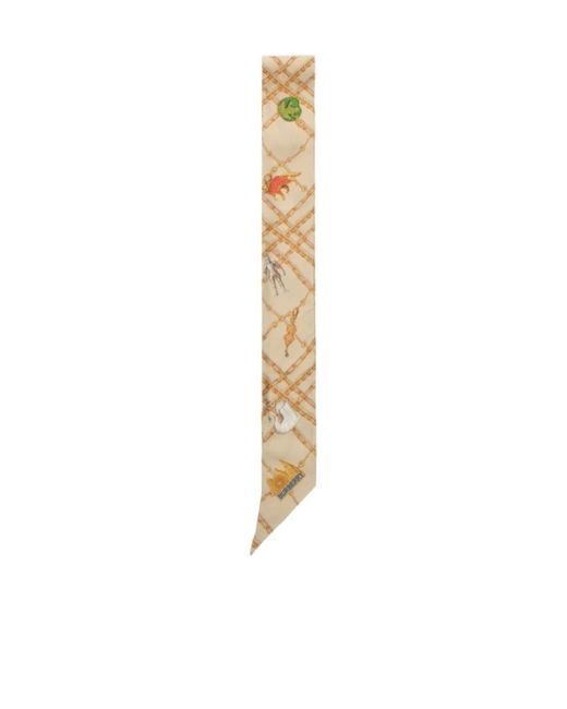 Burberry Metallic Skinny Check Charm Silk Scarf