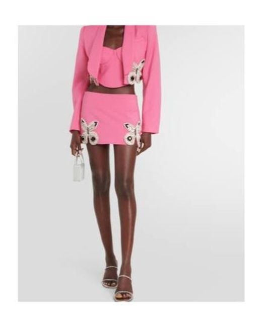 Area Pink Embellished Wool Bustier