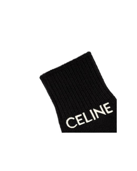 Céline Black Embroidered Gloves for men