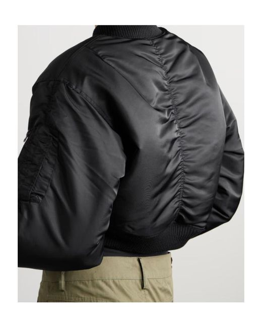 Re/done Black Cropped Bomber Jacket