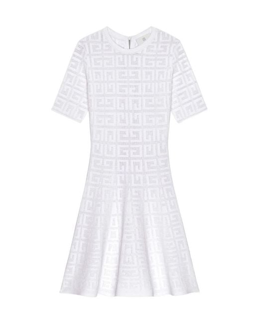 Givenchy White 4G Jacquard Flared Mini Dress