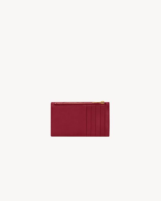 Saint Laurent Red Cassandre Quilted Leather Card Holder