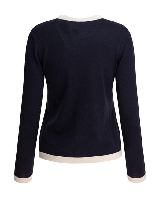Ines De La Fressange Paris Blue Buttoned Knit Cardigan
