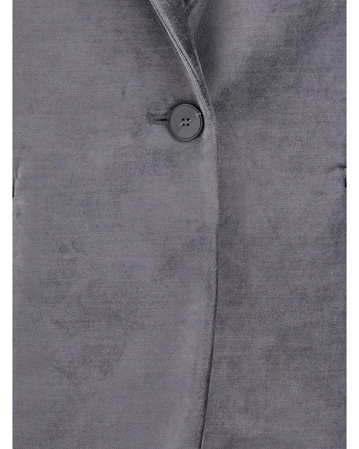 Forte_forte Gray Single-Breasted Velvet Blazer