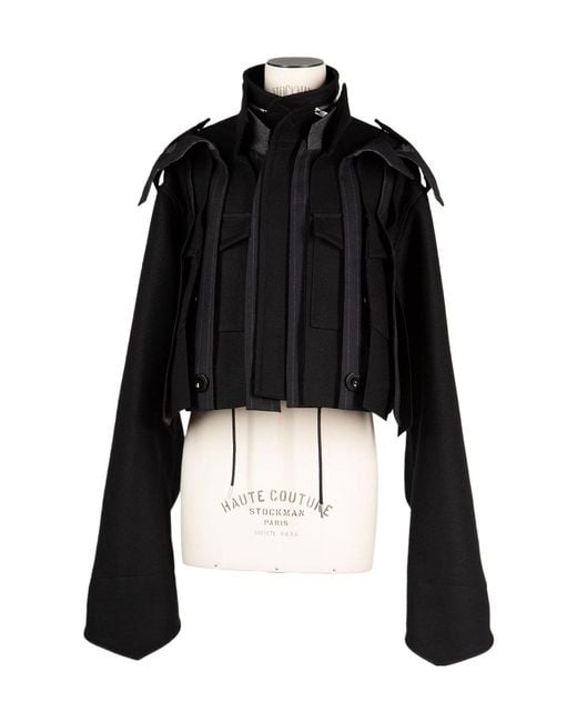 Sacai Black Long-Sleeved Casual Jacket