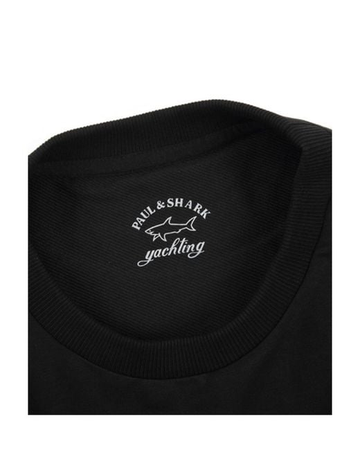 Paul & Shark Black Round Collar Logo Sweater for men