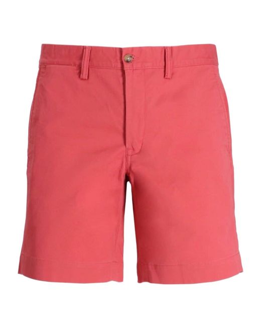 Polo Ralph Lauren Red Cotton Blend Straight Fit Chino Shorts for men