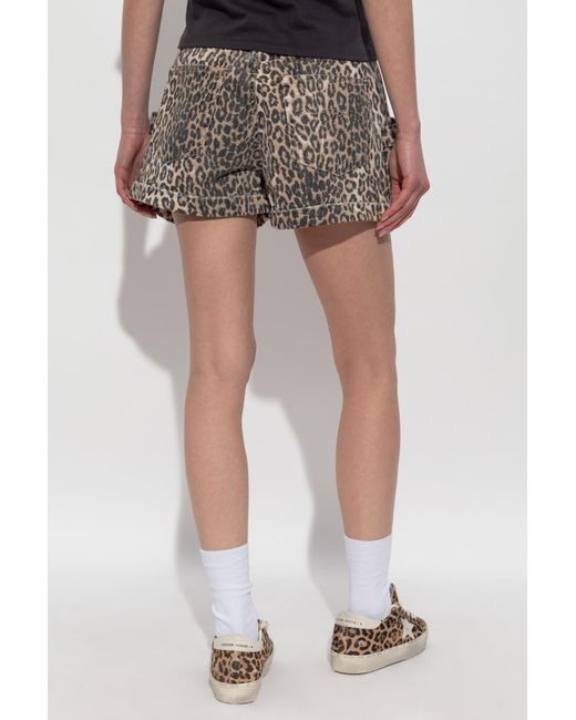 R13 Gray Leopard Printed Pouch Pocket Shorts