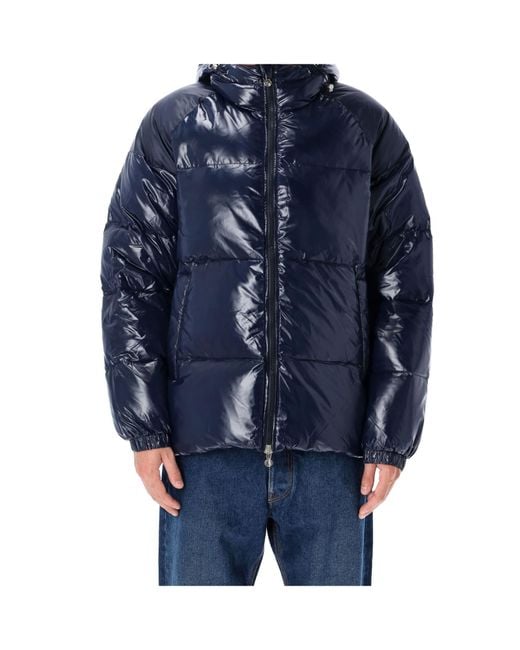 Pyrenex Blue Drawstring Hood Down Jacket for men