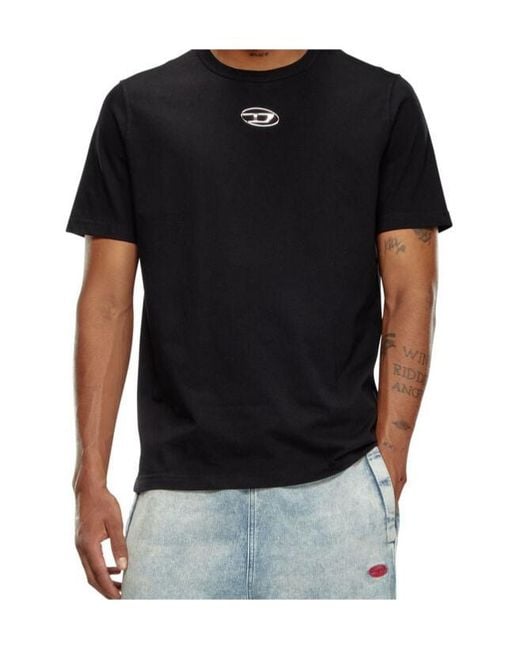 DIESEL Black T-Just-Od Logo Plaque Crewneck T-Shirt for men