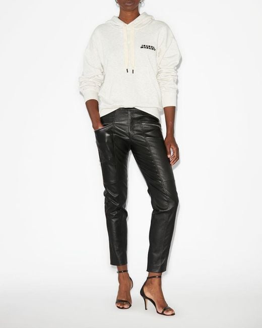 Isabel Marant Gray Isabel Marant Sylla Logo Embroidered Drawstring Hoodie