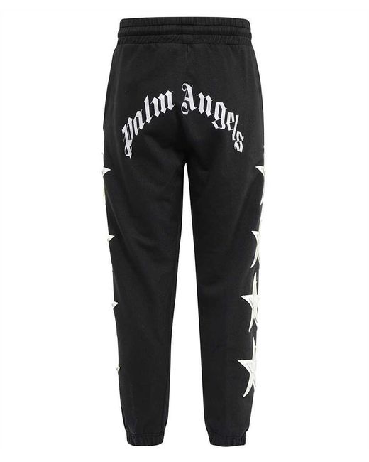 Palm Angels Black Star-Patch Drawstring Track Pants for men