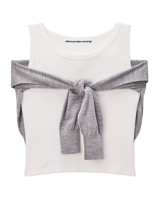 Alexander Wang Gray Layered Tank With Tie-Front Sweater Detail