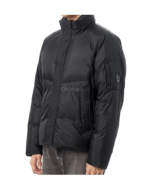 C P Company Black Quilted Panelled Jacket for men