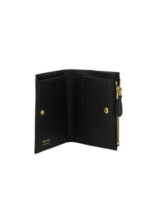 Prada Black Logo Plaque Small Wallet