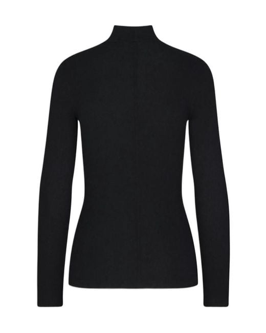 FRAME Black Ribbed High-Neck Top