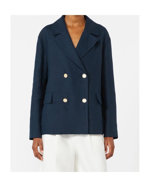 Max Mara Blue 'S Smmavenue Double-Breasted Jacket