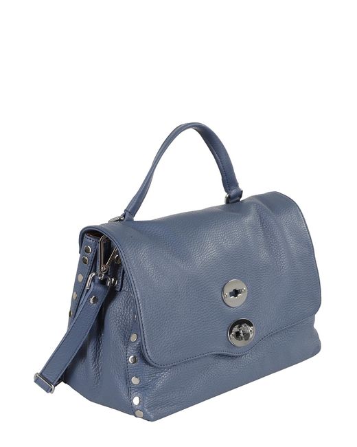 Zanellato Blue Postina Twist-Lock Small Top Handle Bag