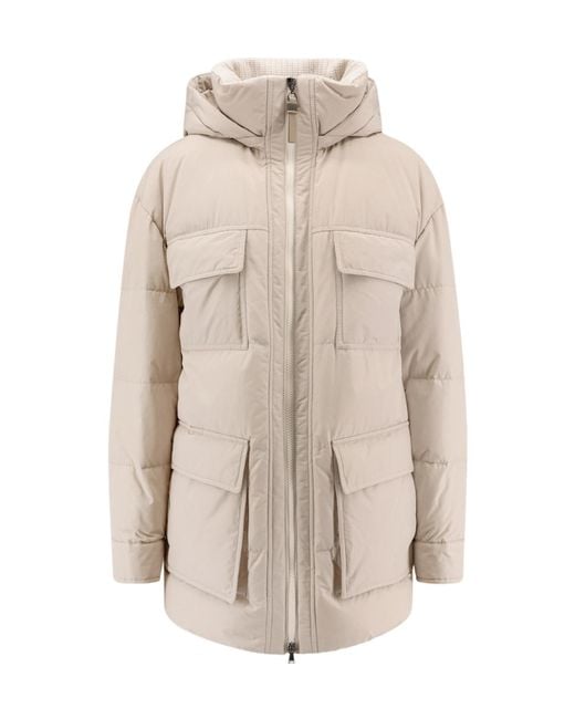 Brunello Cucinelli Natural Knitted Neck Down Jacket