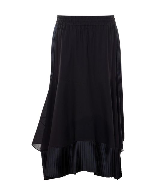Sacai Blue Pleated Midi Skirt