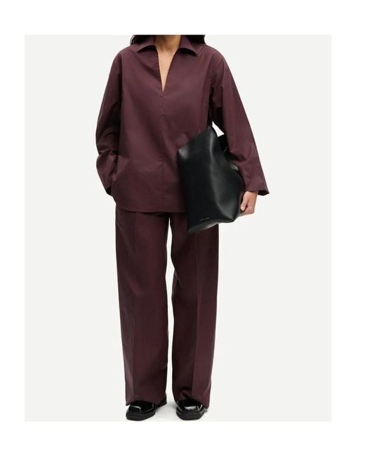 Samsøe & Samsøe Purple Sajulio Elasticated-Waist Wide-Leg Trousers