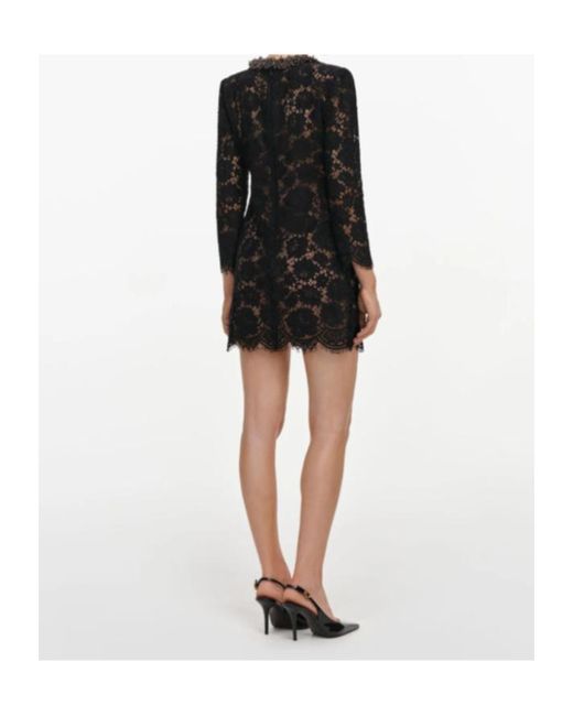 Self-Portrait Black Lace Long Sleeve Mini Dress